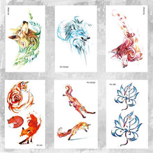 Load image into Gallery viewer, New 10 X 6 cm wolf head roaring and fox body temporary tattoo
