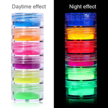Load image into Gallery viewer, 6Box/Set Fluorescen Gradient Nail Glitter Neon Powder Shinny Pigment Dust Power For UV Gel Polish DIY Nail Art Decorations