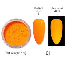 Load image into Gallery viewer, 6Box/Set Fluorescen Gradient Nail Glitter Neon Powder Shinny Pigment Dust Power For UV Gel Polish DIY Nail Art Decorations