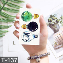 Load image into Gallery viewer, 25 Pattern Children Cartoon Temporary Tattoo Stickers Fruit Flower Planet Watercolor Tattoo Kids Body Art Drawing Tatoo
