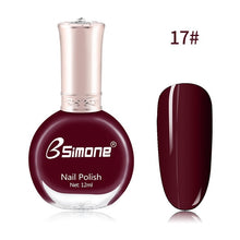 Load image into Gallery viewer, 12ml Healthy &amp; Environmentally Friendly Nail Polish Unscented And Long-lasting Water-based Nails Art Color Polish TSLM2
