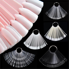 Load image into Gallery viewer, Color Card False Nail Tips Fan Transparent White Fake Nail Tips Nail Art Practice Display Design Tools
