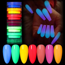 Load image into Gallery viewer, 6PCS/Set Fluorescen Gradient Nail Glitter Neon Powder Shinny Pigment Dust Power For UV Gel Polish DIY Nail Art Decorations
