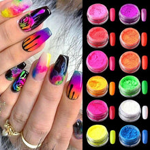 Load image into Gallery viewer, 6PCS/Set Fluorescen Gradient Nail Glitter Neon Powder Shinny Pigment Dust Power For UV Gel Polish DIY Nail Art Decorations

