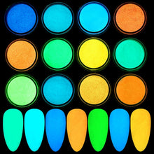 Load image into Gallery viewer, 6PCS/Set Fluorescen Gradient Nail Glitter Neon Powder Shinny Pigment Dust Power For UV Gel Polish DIY Nail Art Decorations
