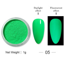 Load image into Gallery viewer, 6PCS/Set Fluorescen Gradient Nail Glitter Neon Powder Shinny Pigment Dust Power For UV Gel Polish DIY Nail Art Decorations
