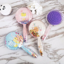 Load image into Gallery viewer, 1pc Cartoon Cute Sequins Fruit Round Anti-static Hair Brush Massage Comb Shower Wet Detangle Hair Brush Salon Hair Styling Tools
