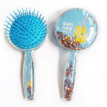Load image into Gallery viewer, 1pc Cartoon Cute Sequins Fruit Round Anti-static Hair Brush Massage Comb Shower Wet Detangle Hair Brush Salon Hair Styling Tools
