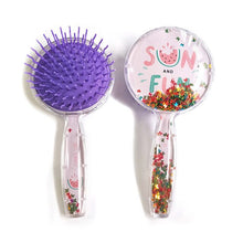 Load image into Gallery viewer, 1pc Cartoon Cute Sequins Fruit Round Anti-static Hair Brush Massage Comb Shower Wet Detangle Hair Brush Salon Hair Styling Tools
